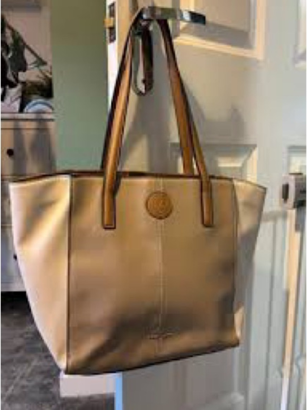 NWT Nine West Tan Tote Bag with Contrast Handles